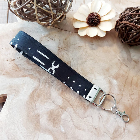 African Print and Leather Key Fob | Wristlet | Key Holder-7