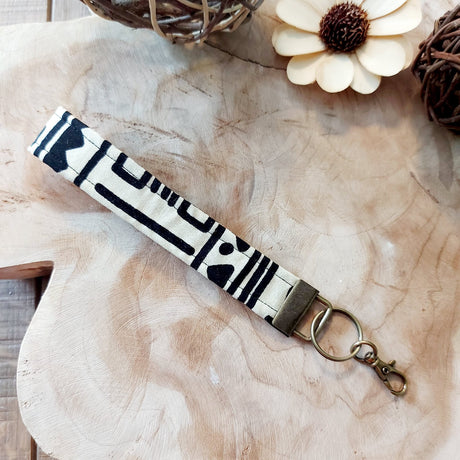 African Print and Leather Key Fob | Wristlet | Key Holder-6