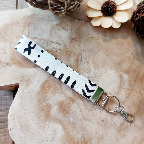 African Print and Leather Key Fob | Wristlet | Key Holder-8