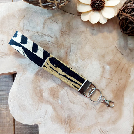African Print and Leather Key Fob | Wristlet | Key Holder-9