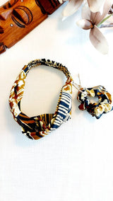 Ethnic Geometric Print Turban Headband and scrunchie set-2